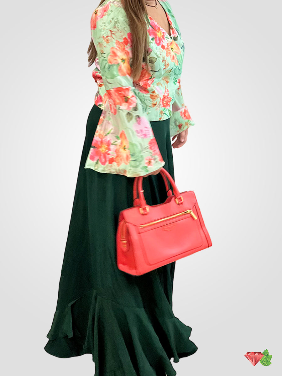 Flared skirt with bell sleeves top