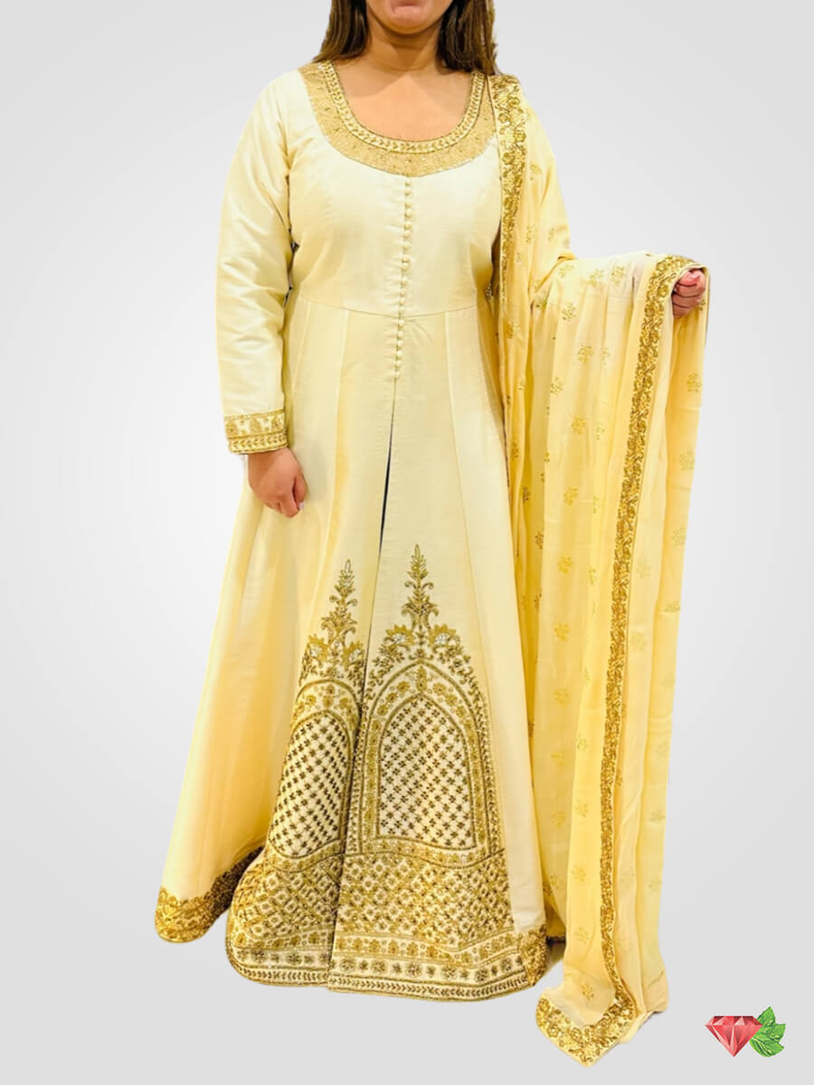 Front open embroidered Anarkali