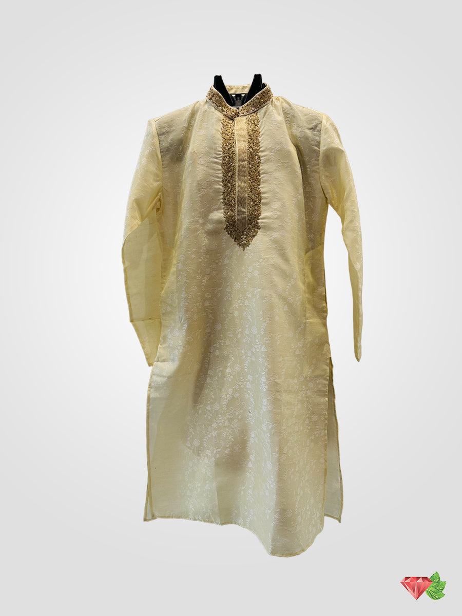 Off White embroidered Kurta paired with off white churidar