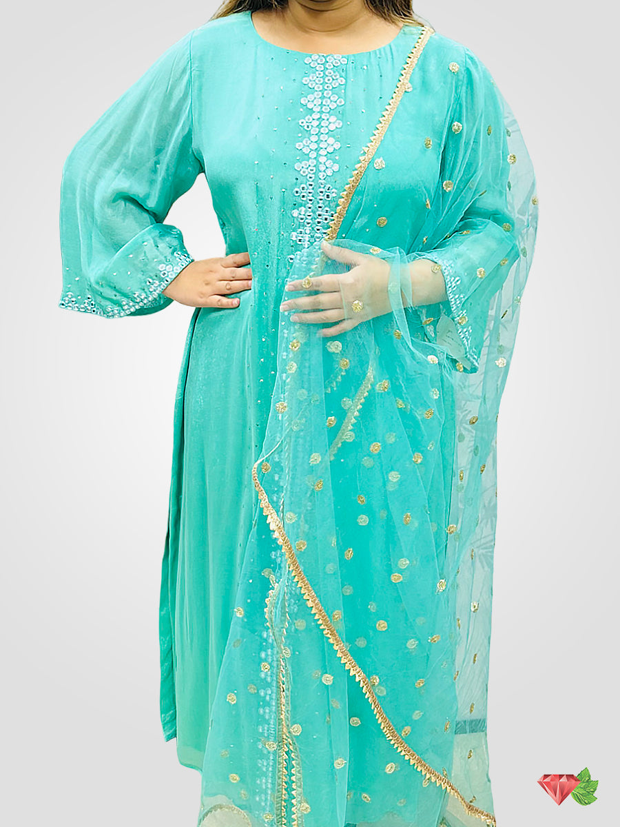 Sea Green embroidered suit