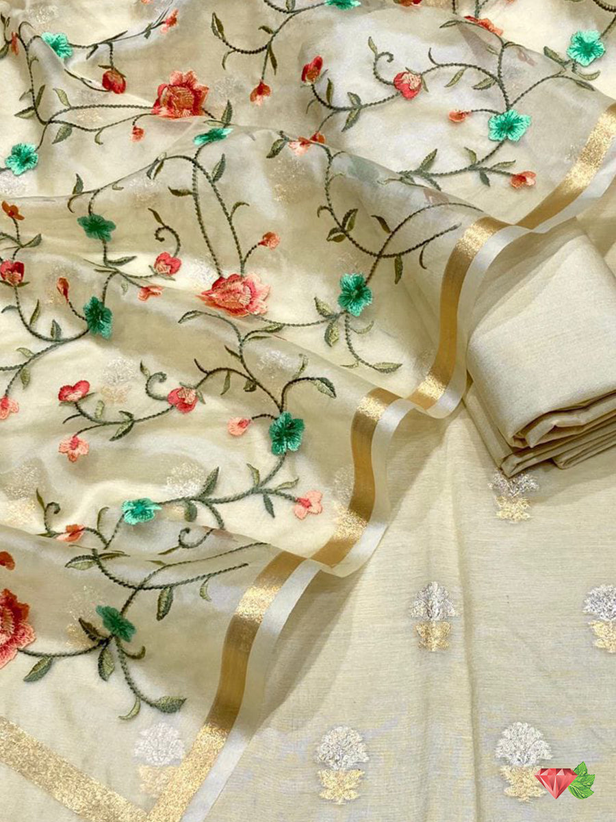 Off-white Alfi Sona Rupa Suit Fabric